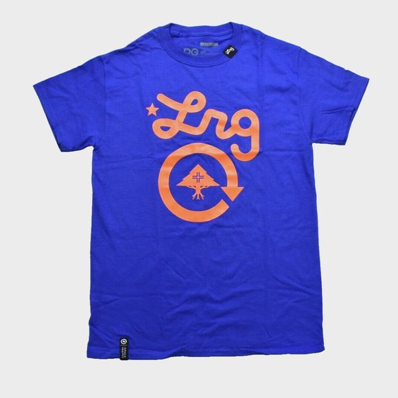 Lifted Research Group LRG Mens Blue Orange Cycle Logo Short Sleeve Shirt New S - Picture 1 of 4
